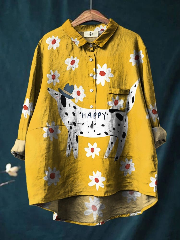 Damen Polka Dots Langarm Bluse Frühling/Herbst Print Schalkragen Täglich Retro Oberteile