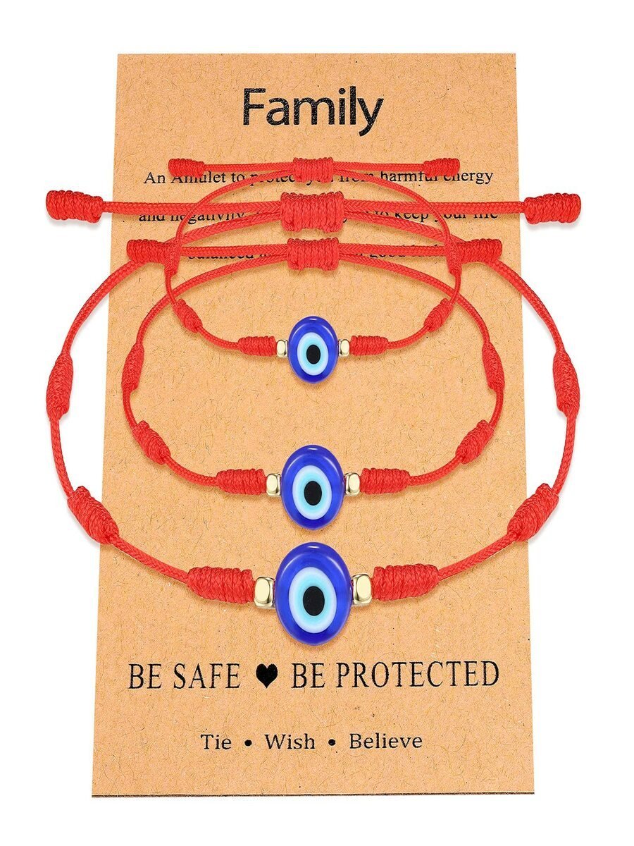 Teuflisch Ösen Rot Geflochten Armband Familie Schwarz Abstandshalter Korn Eltern-Kind Armband Teuflisch Ösen Geflochten Armband Set