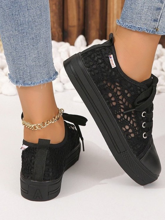 Neu Hohl Mesh Atmungsaktiv Plateau dicke Sohlen Lässig Schuhe