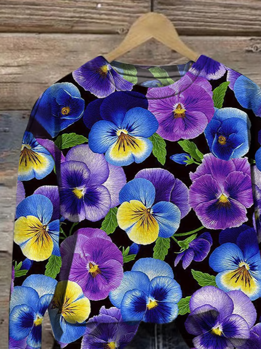 Damen Geblümt Rundhals Print Lässig Frühling/Herbst Langarm Sweatshirt