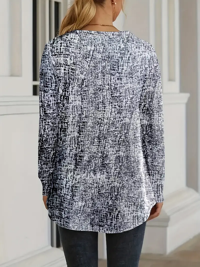 Damen Abstrakt Langarm T-Shirts T-Shirt Rundhals Print Lässig Frühling/Herbst T-Shirt mit Grafik Oberteile