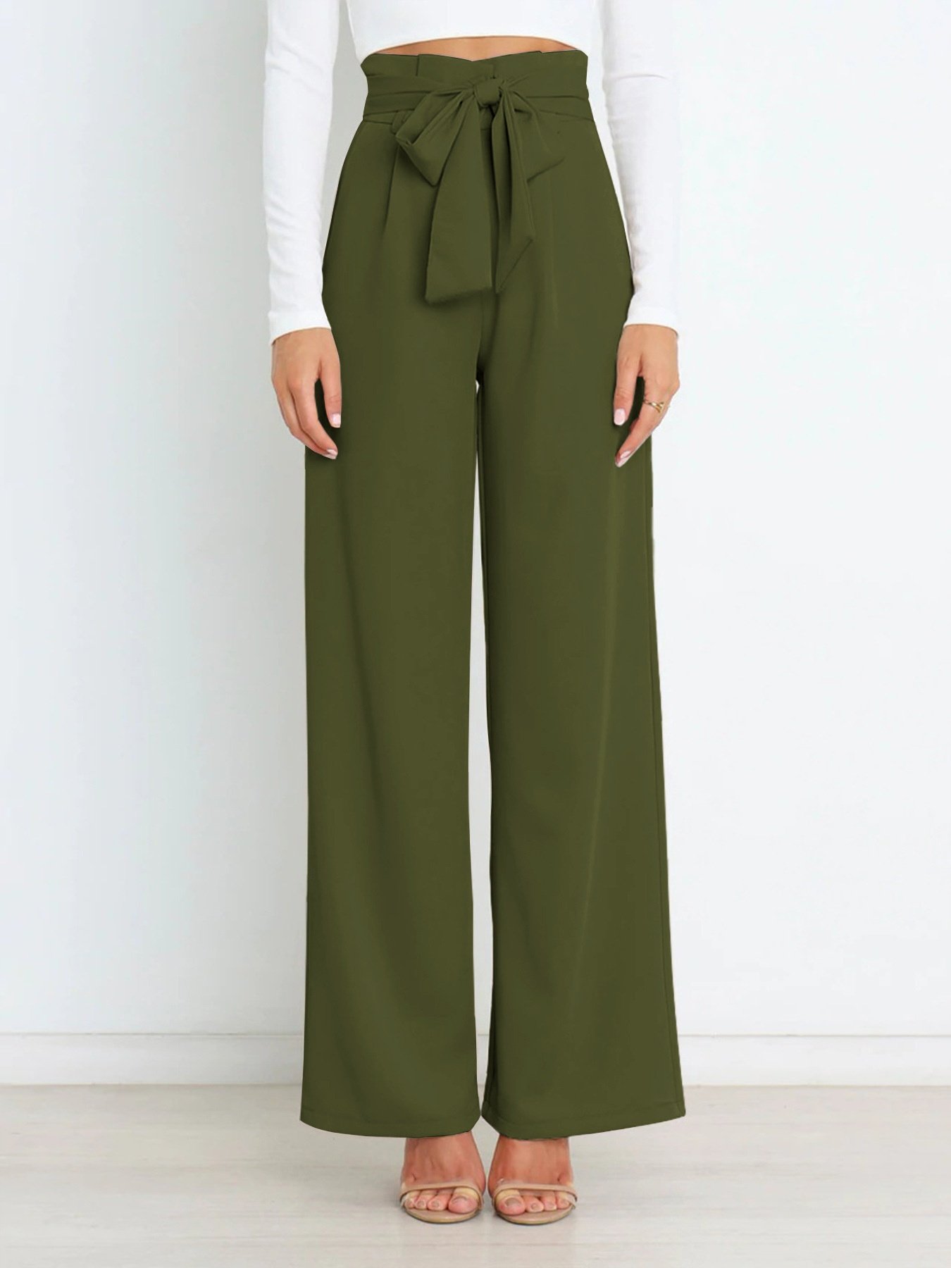 Damen Unifarben Lang Elastische Taille Hose Lässig Frühling/Herbst Hose