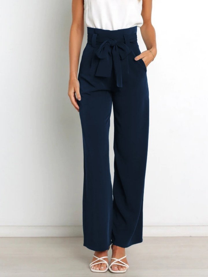 Damen Unifarben Lang Elastische Taille Hose Lässig Frühling/Herbst Hose
