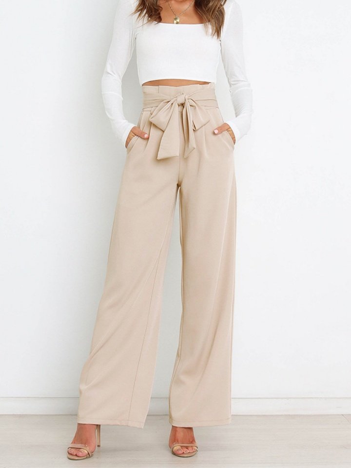 Damen Unifarben Lang Elastische Taille Hose Lässig Frühling/Herbst Hose