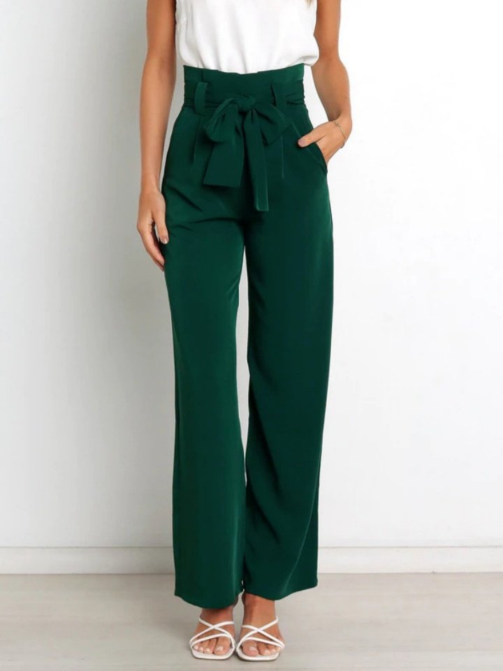 Damen Unifarben Lang Elastische Taille Hose Lässig Frühling/Herbst Hose