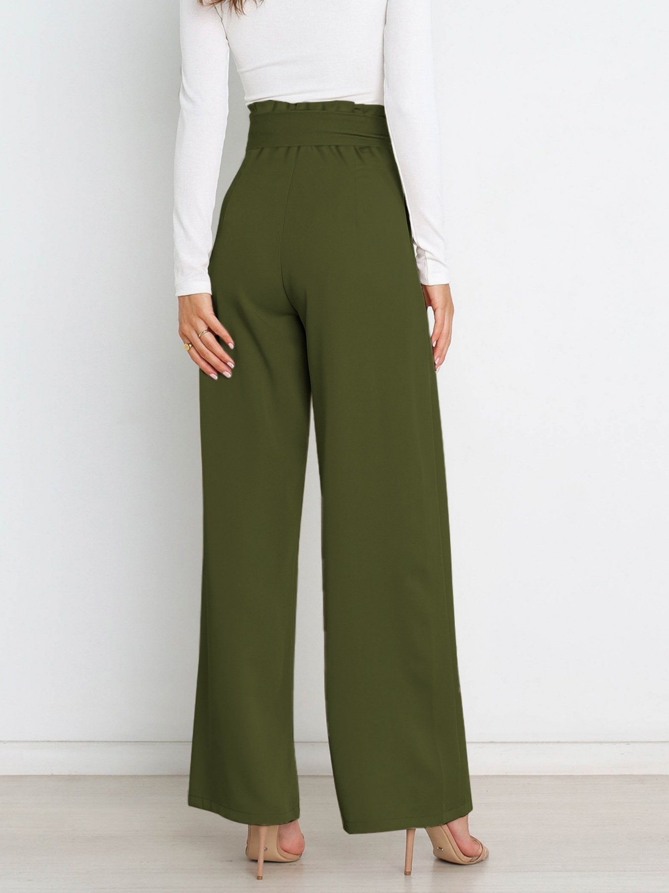 Damen Unifarben Lang Elastische Taille Hose Lässig Frühling/Herbst Hose