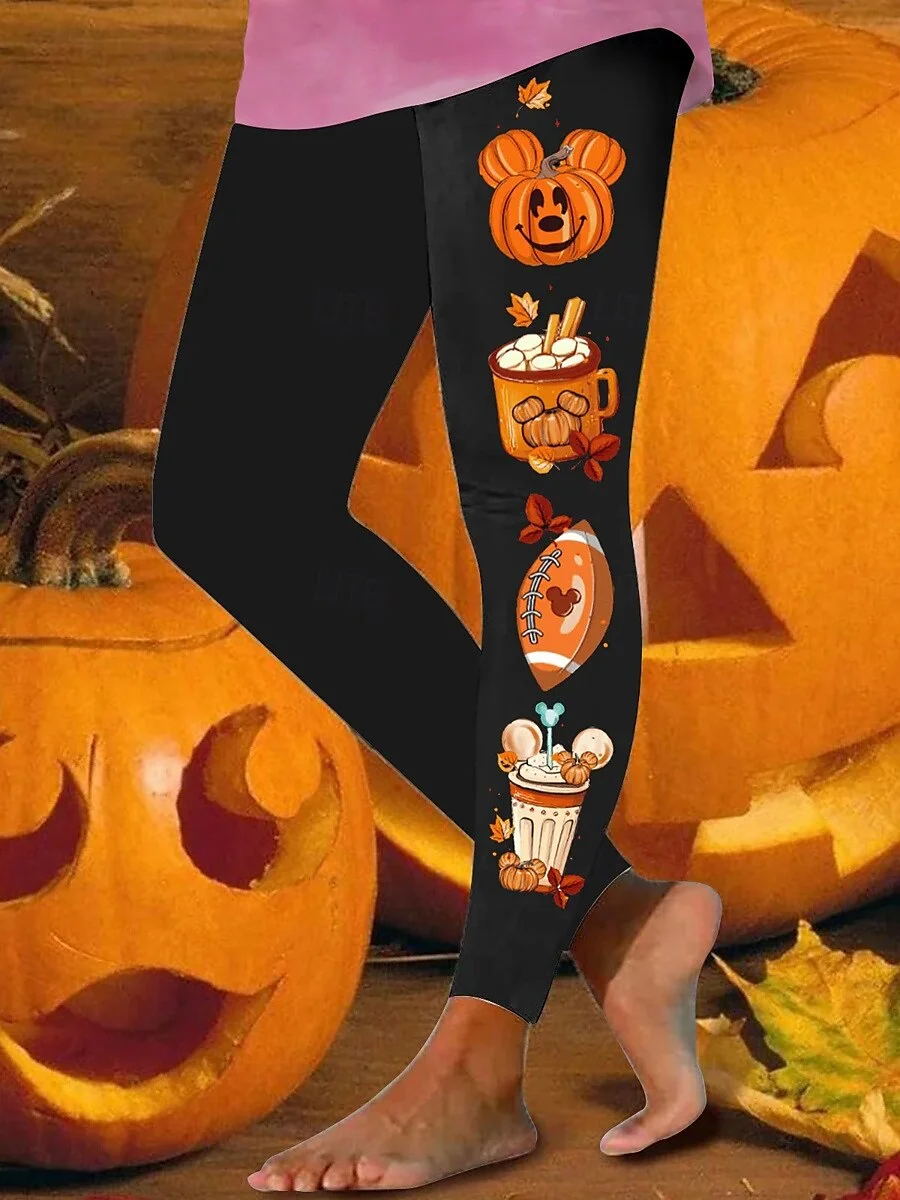 Damen Halloween Retro Alle Jahreszeiten Lang Leggings
