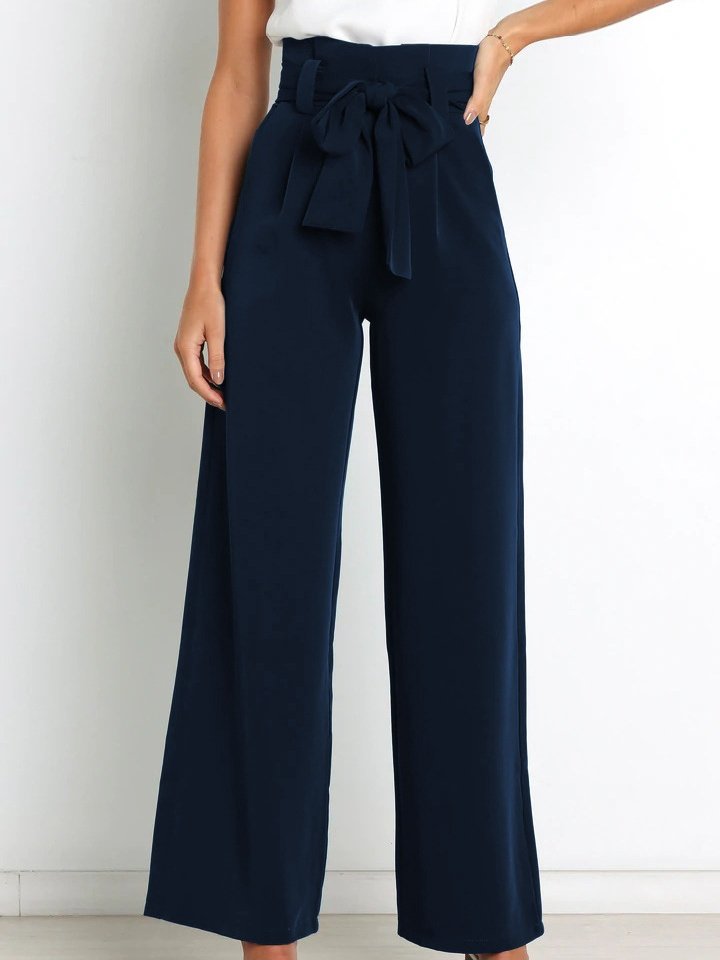 Damen Unifarben Lang Elastische Taille Hose Lässig Frühling/Herbst Hose