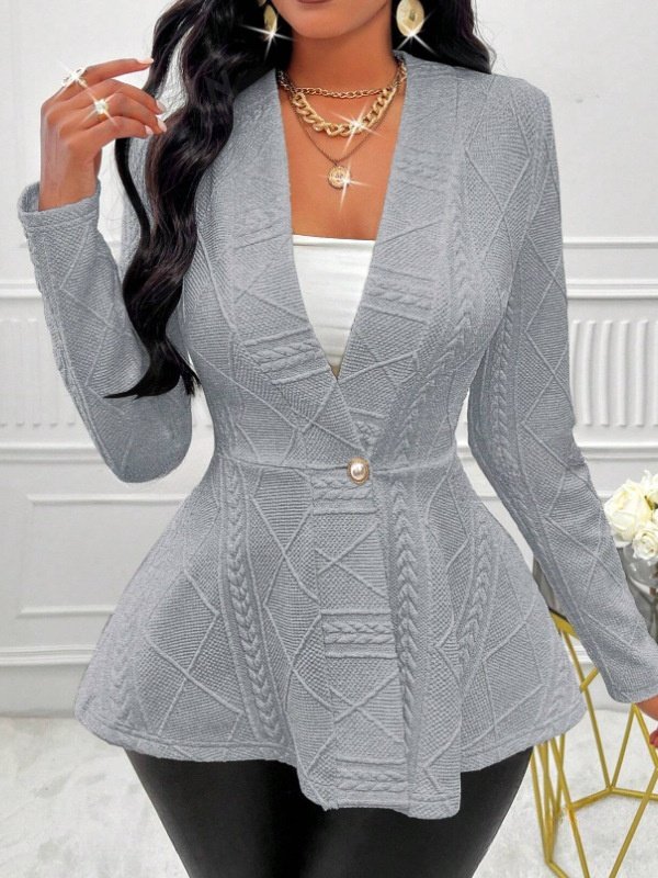 Damen Frühling/Herbst Oberbekleidung Retro Jacquard Geometrisch Langarm Halb offener Kragen Jacke