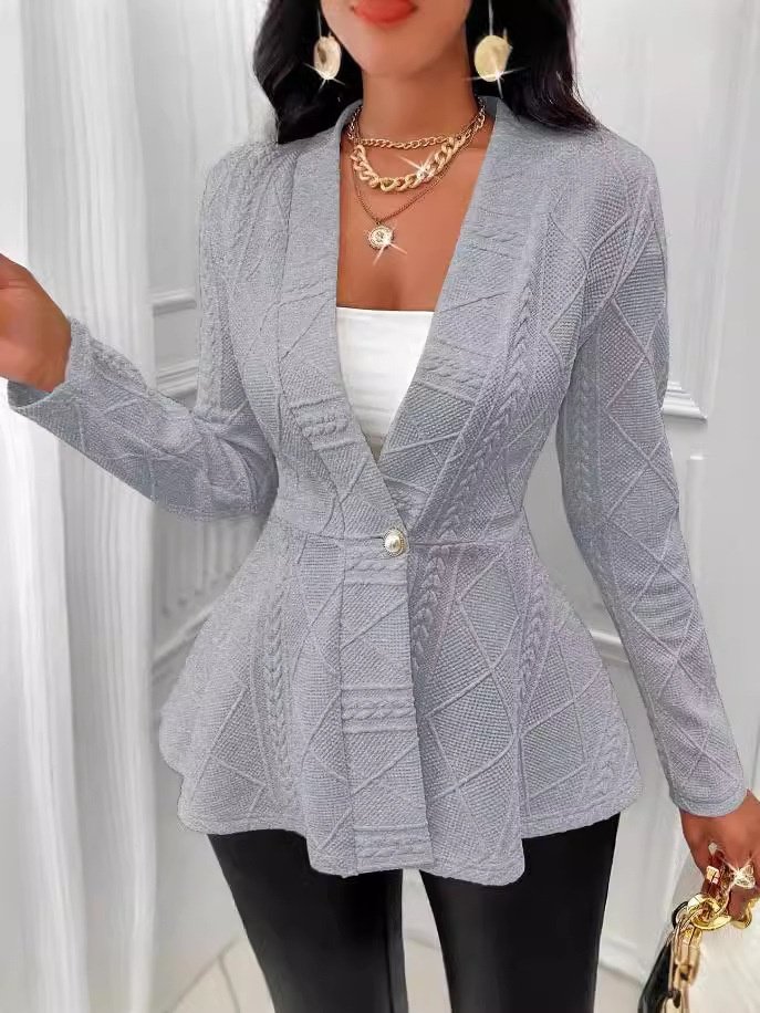 Damen Frühling/Herbst Oberbekleidung Retro Jacquard Geometrisch Langarm Halb offener Kragen Jacke