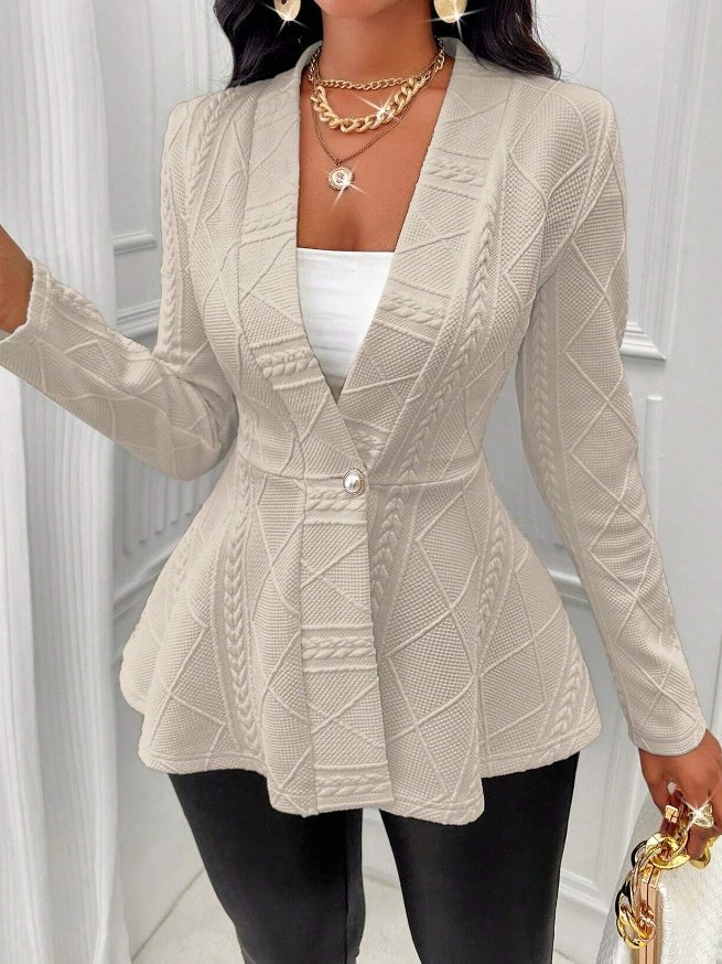 Damen Frühling/Herbst Oberbekleidung Retro Jacquard Geometrisch Langarm Halb offener Kragen Jacke