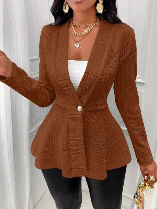 Damen Frühling/Herbst Oberbekleidung Retro Jacquard Geometrisch Langarm Halb offener Kragen Jacke
