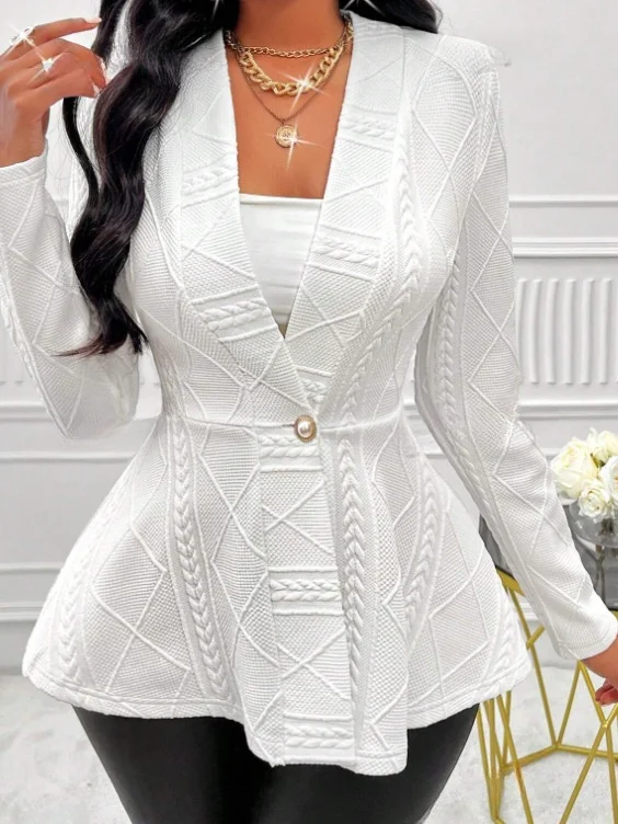 Damen Frühling/Herbst Oberbekleidung Retro Jacquard Geometrisch Langarm Halb offener Kragen Jacke