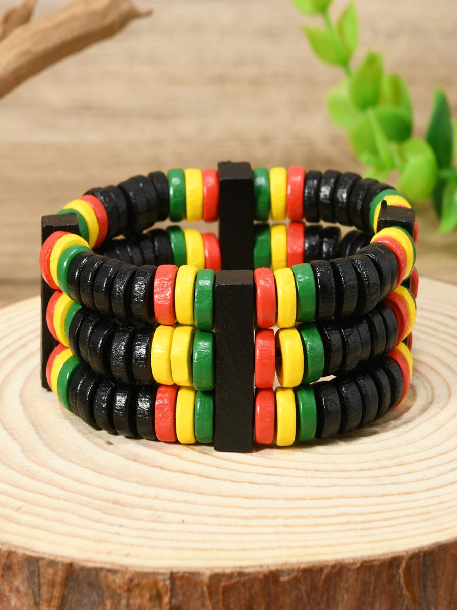 Bohemien Bunt Hölzerne Korn Armbänder modisch und Vielseitig Handgemachte Perlen Elastisch Draht Hölzerne Korn Armbänder