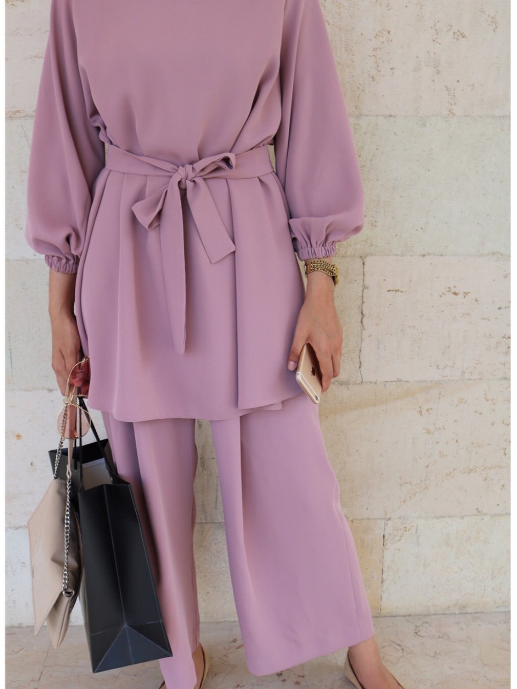 Damen Unifarben Nahtverarbeitung Zweiteiliges Set Täglich Langarm Lässig Frühling/Herbst Bluse mit Hose Matching Set