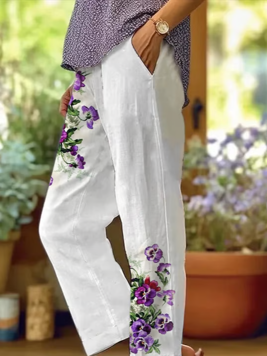 Damen Geblümt Lang Hose Lässig Frühling/Herbst Hose