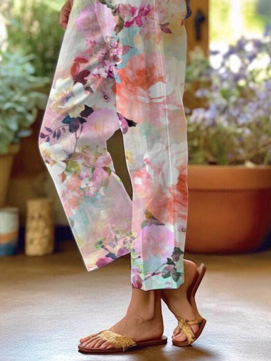 Damen Geblümt Lang Hose Lässig Frühling/Herbst Hose
