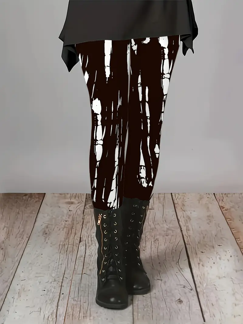 Damen Abstrakt Lässig Alle Jahreszeiten Print Lang Leggings
