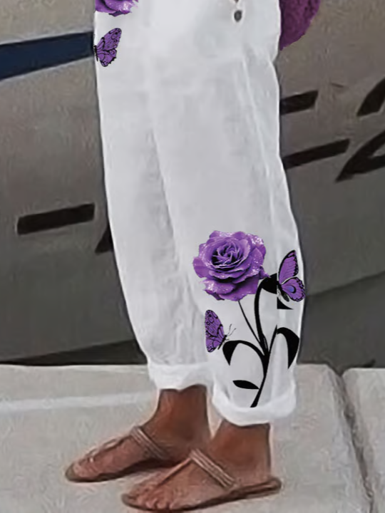 Damen Geblümt Lang Hose Lässig Frühling/Herbst Hose