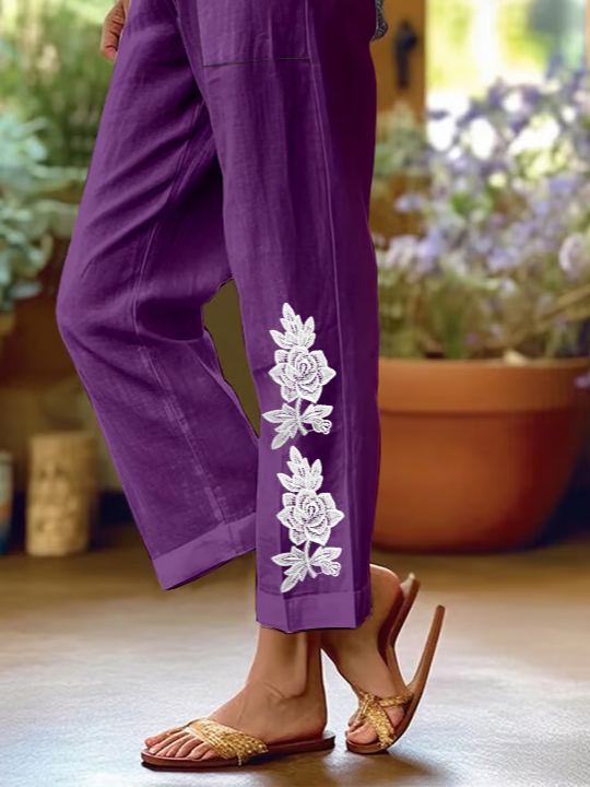 Damen Geblümt Lang Hose Lässig Frühling/Herbst Hose