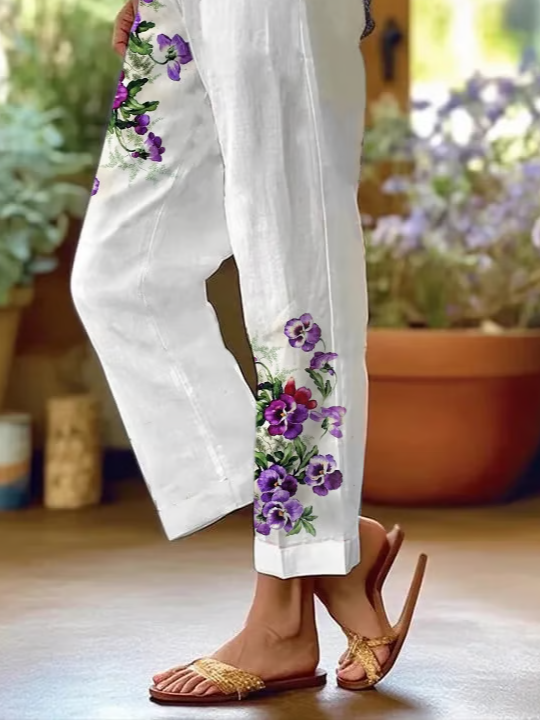 Damen Geblümt Lang Hose Lässig Frühling/Herbst Hose