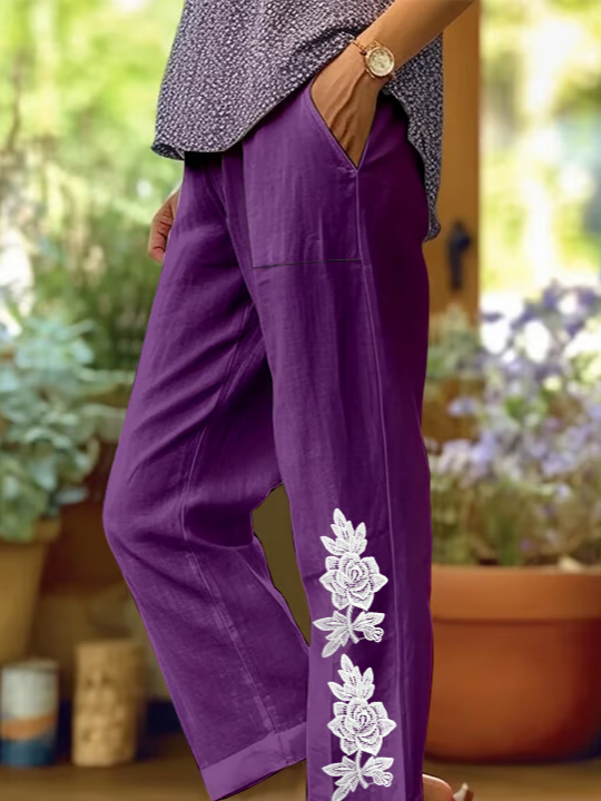 Damen Geblümt Lang Hose Lässig Frühling/Herbst Hose