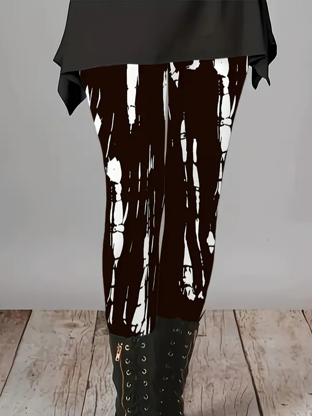Damen Abstrakt Lässig Alle Jahreszeiten Print Lang Leggings
