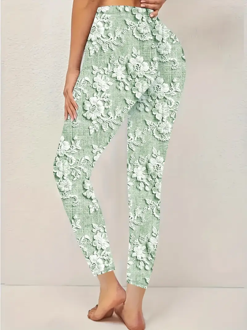 Damen Geblümt Lässig Alle Jahreszeiten Print Lang Leggings