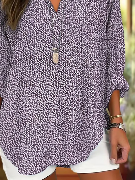 Damen Abstrakt Langarm Bluse Frühling/Herbst Print V-Ausschnitt Täglich Lässig Oberteile