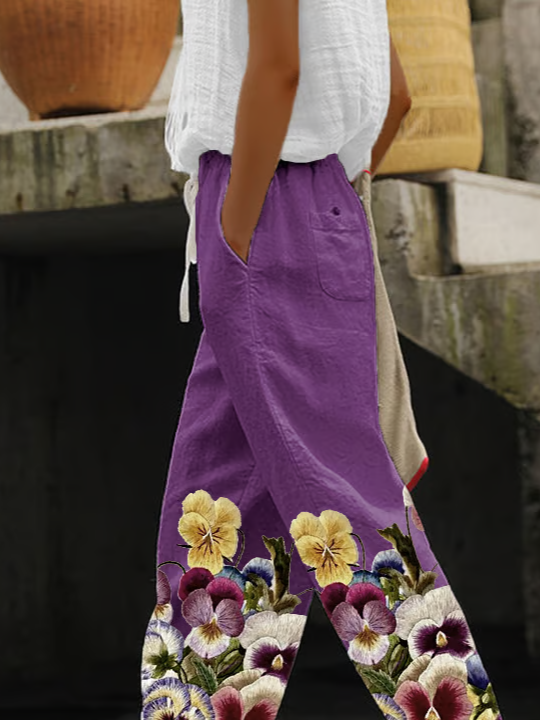 Damen Geblümt Knöchelhose Hose Lässig Frühling/Herbst Hose
