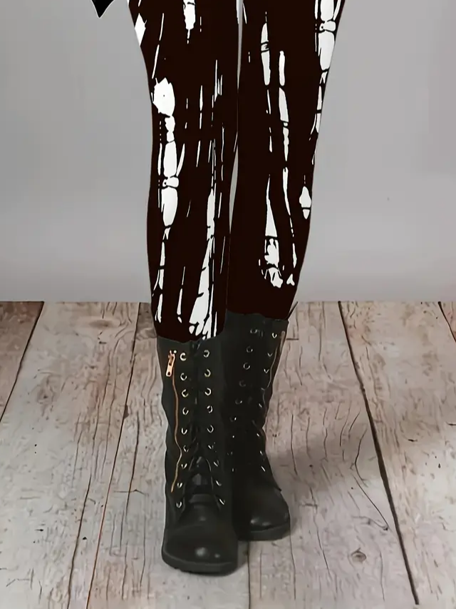 Damen Abstrakt Lässig Alle Jahreszeiten Print Lang Leggings