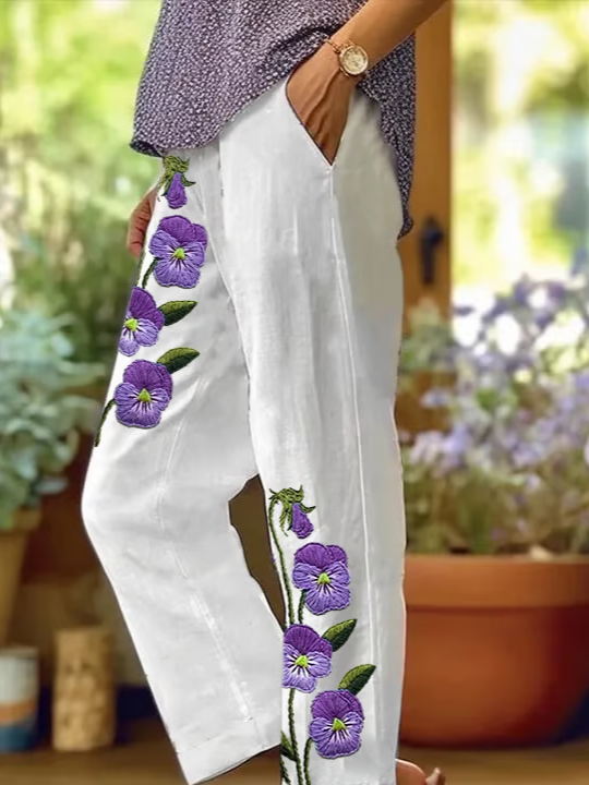 Damen Geblümt Lang Hose Lässig Frühling/Herbst Hose
