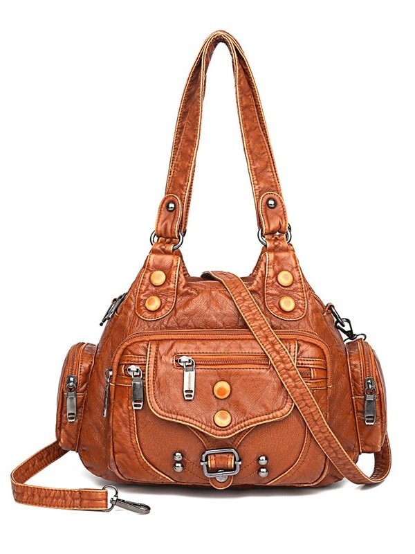 Retro Modisch eine Schulter Umhängetasche Handtasche Gewaschen Weich Leder Damen Tasche
