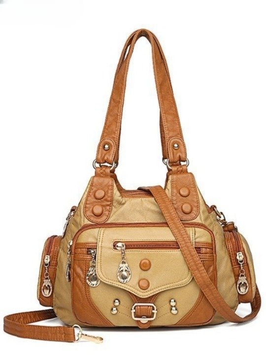 Retro Modisch eine Schulter Umhängetasche Handtasche Gewaschen Weich Leder Damen Tasche