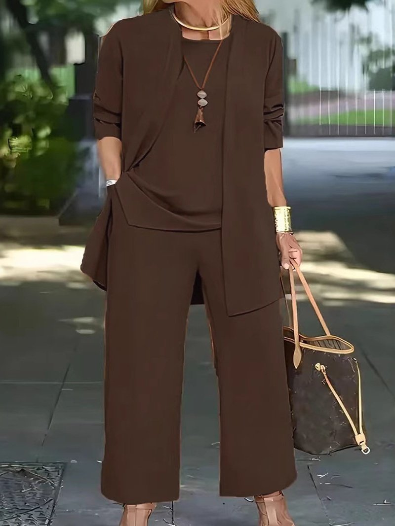 Damen Unifarben Nahtverarbeitung Matching Kostüm Pendeln Langarm Lässig Frühling/Herbst Mehrteiliges Set Matching Set