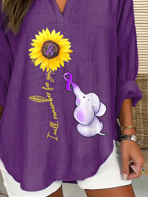 Damen Textbriefe Langarm Bluse Frühling/Herbst Print V-Ausschnitt Täglich Lässig Oberteile