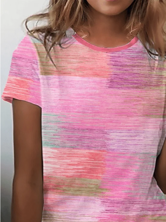 Damen Abstrakt Kurzarm T-Shirts T-Shirt Rundhals Print Lässig Sommer T-Shirt mit Grafik Oberteile