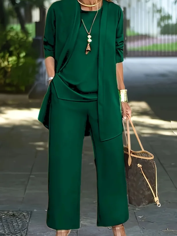 Damen Unifarben Nahtverarbeitung Matching Kostüm Pendeln Langarm Lässig Frühling/Herbst Mehrteiliges Set Matching Set