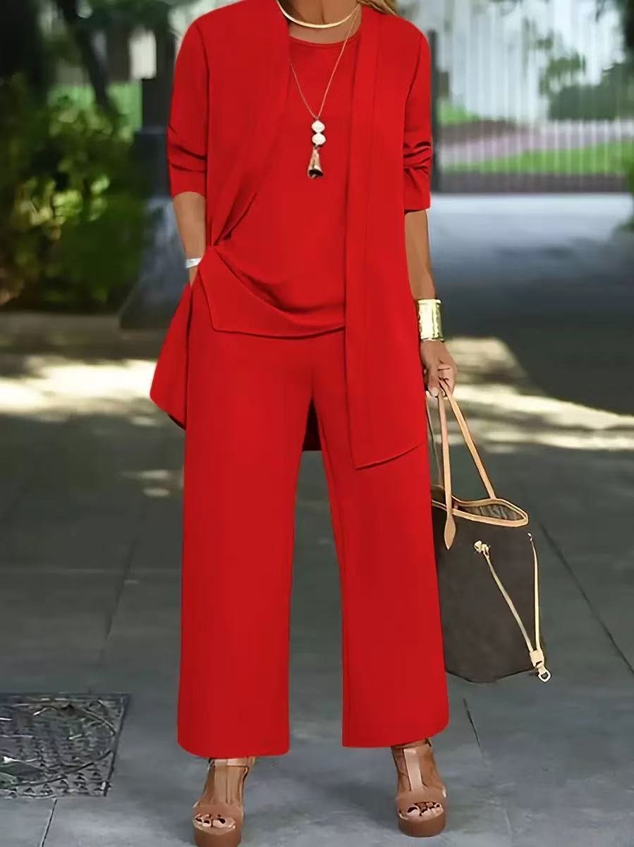Damen Unifarben Nahtverarbeitung Matching Kostüm Pendeln Langarm Lässig Frühling/Herbst Mehrteiliges Set Matching Set