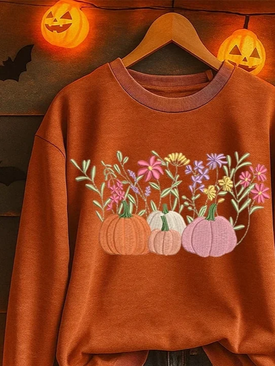 Damen Geblümt Rundhals Print Lässig Frühling/Herbst Langarm Sweatshirt