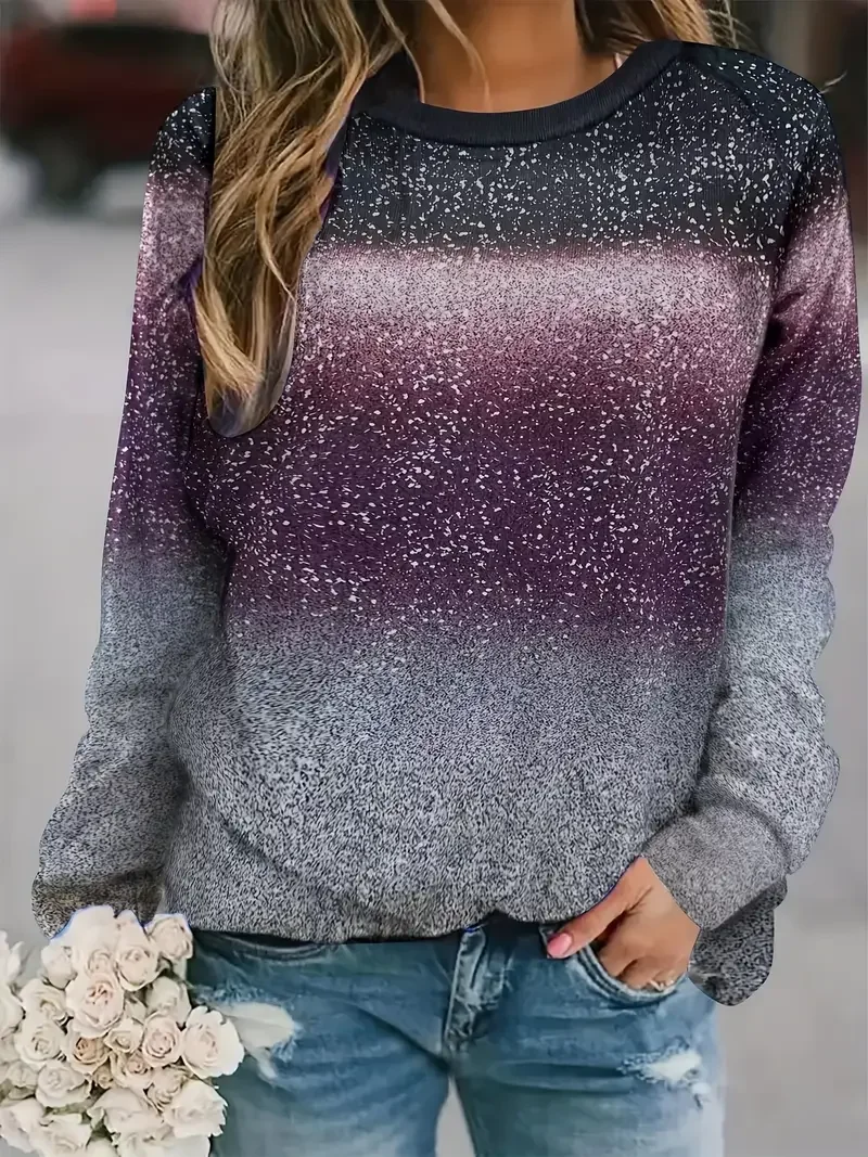 Damen Abstrakt Rundhals Print Lässig Frühling/Herbst Langarm Sweatshirt