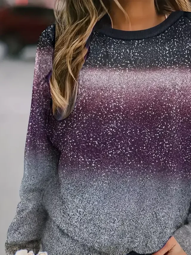 Damen Abstrakt Rundhals Print Lässig Frühling/Herbst Langarm Sweatshirt