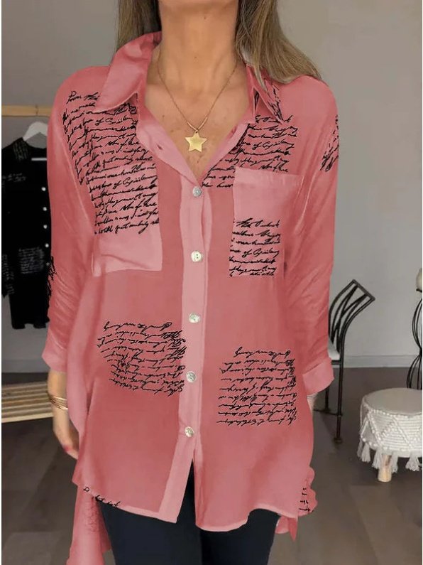 Damen Geometrisch Langarm Bluse Frühling/Herbst Print V-Ausschnitt Täglich Lässig Oberteile