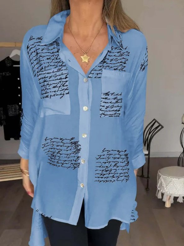 Damen Geometrisch Langarm Bluse Frühling/Herbst Print V-Ausschnitt Täglich Lässig Oberteile