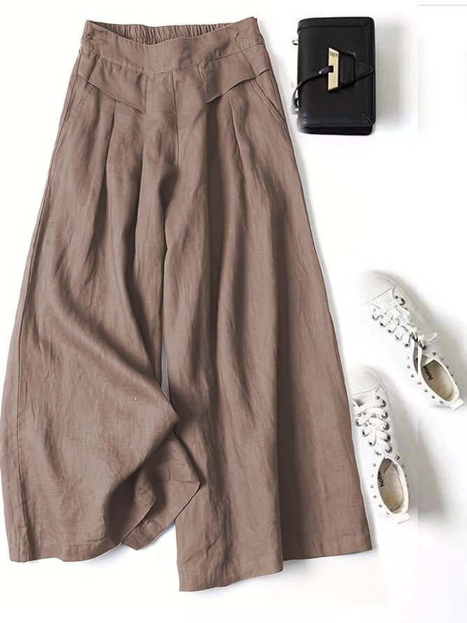 Damen Unifarben Lang Elastische Taille Hose Lässig Frühling/Herbst Hose