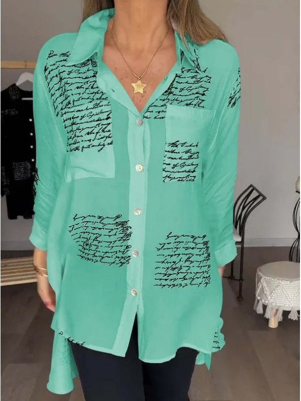 Damen Geometrisch Langarm Bluse Frühling/Herbst Print V-Ausschnitt Täglich Lässig Oberteile