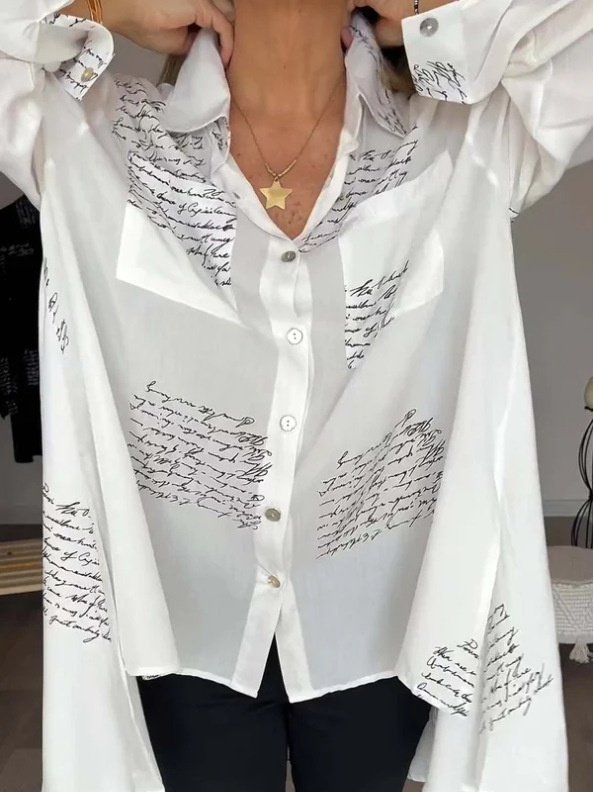 Damen Geometrisch Langarm Bluse Frühling/Herbst Print V-Ausschnitt Täglich Lässig Oberteile