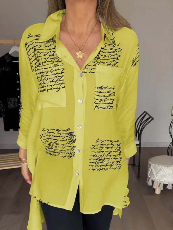Damen Geometrisch Langarm Bluse Frühling/Herbst Print V-Ausschnitt Täglich Lässig Oberteile