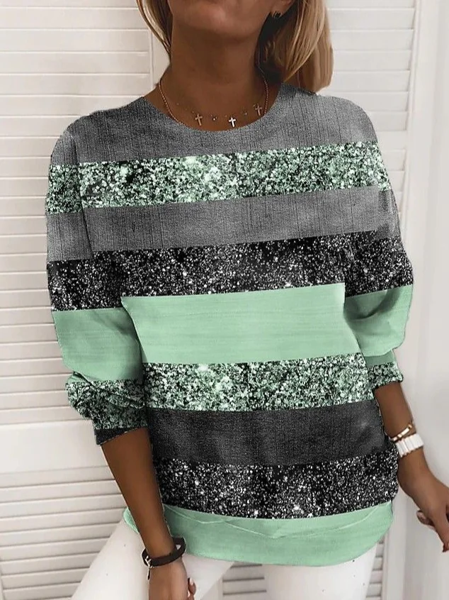 Damen Abstrakt Rundhals Print Lässig Frühling/Herbst Langarm Sweatshirt