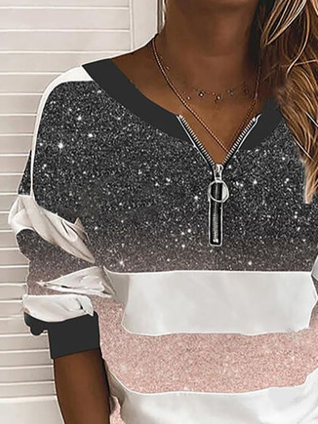 Damen Abstrakt Rundhals Print Lässig Frühling/Herbst Langarm Sweatshirt